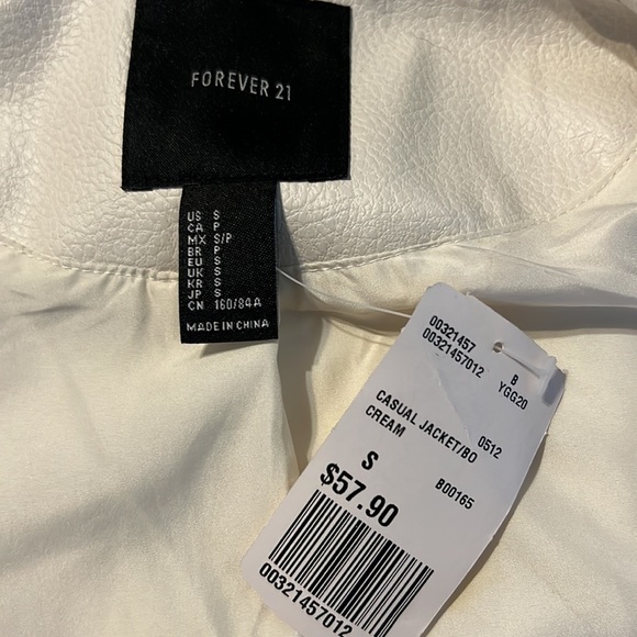 Forever 21 white faux leather jacket. Small. NWT. Smoke & pet free home. - Picture 4 of 6